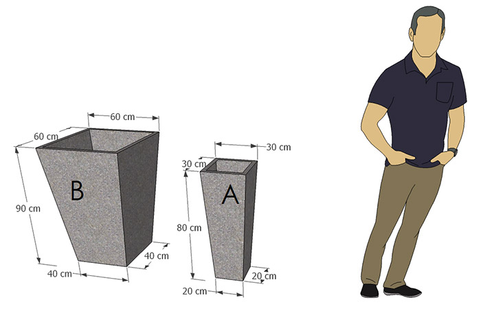 Donice betonowe z betonu architektonicznego trapezowe